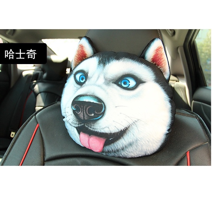 Gối Tựa Đầu 3D Hình Chú Chó Husky Gắn Ghế Xe Hơi/ Ô Tô Chống Mỏi Phù Hợp Với Mọi Loại Xe  [Hàng Loại Tốt]