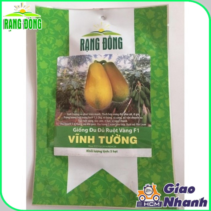 Hạt giống Đu Đủ Ruột Vàng Vĩnh Tường trái to, siêu trái, trồng quanh năm  - Hạt giống Rạng Đông
