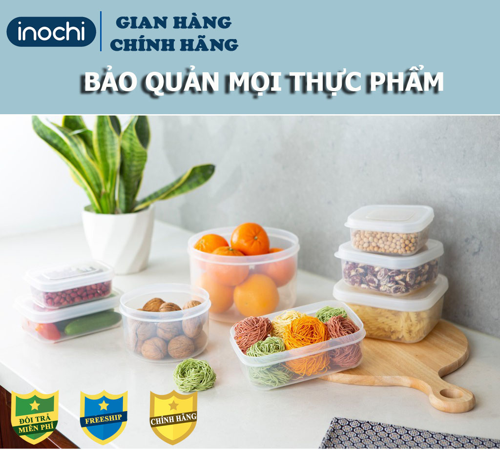 [Bộ 3] Hộp Nhựa Đựng Thực Phẩm, Hộp đựng cơm , Hộp đựng đồ đa năng , hộp đựng Thức Ăn - Hokkaido - hộp chữ nhật INOCHI