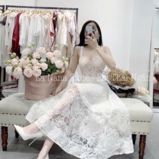 ĐẦM MAXI REN THIẾT KẾ 2 DÂY