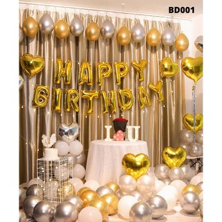 Bóng Bay Trang Trí Sinh Nhật Tông Vàng Siêu Đẹp BD001 (Tặng Bơm + Băng Dính)