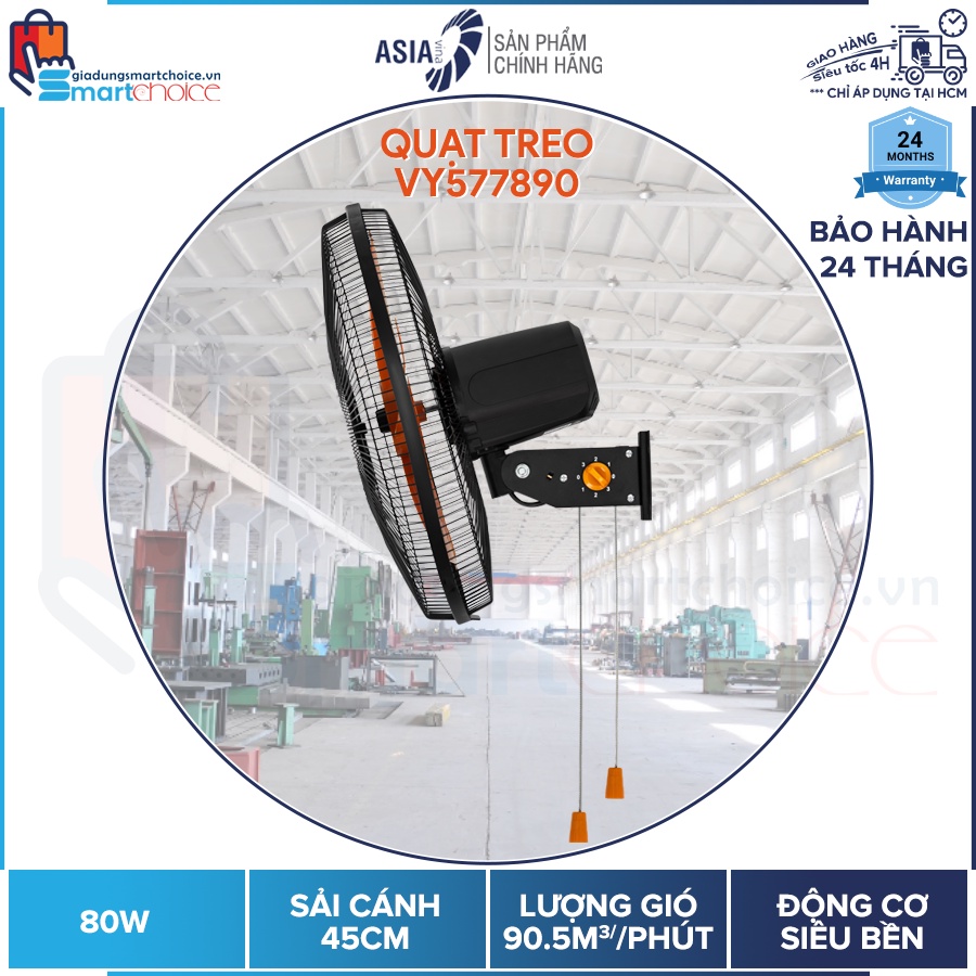 Quạt treo ASIA - Quạt treo ASIAvina L20002, mẫu mới 2022 VY577890, siêu mạnh, 80W, Bảo hành 2 năm