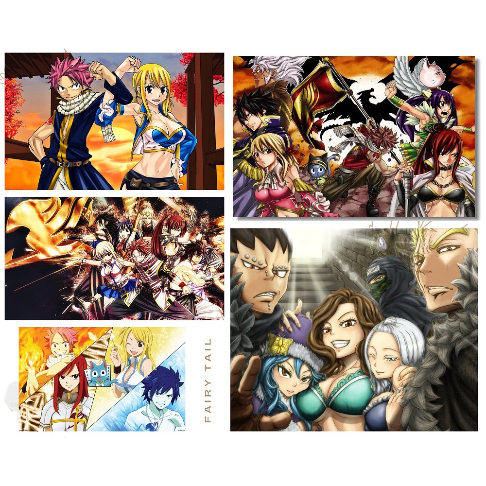 Postcard Fairy Tail có dán sticker in hình anime - Quà Tặng