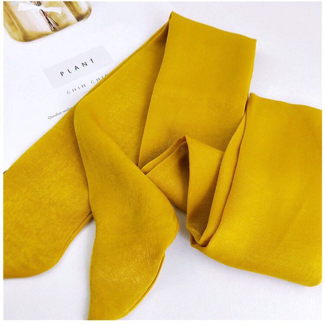 Khăn lụa satin dài trơn khăn thắt nơ cổ áo sơ mi công sở, quấn tóc, túi xách làm thắt lưng size 140x7cm - The Collar Box