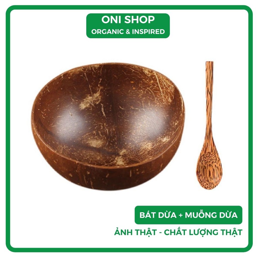 Bát gáo dừa✨LOẠI XUẤT KHẨU,BÓNG ĐEN✨đựng kem sữa chua yến mạch ngũ cốc granola trộn mặt nạ đắp mặt OniShop