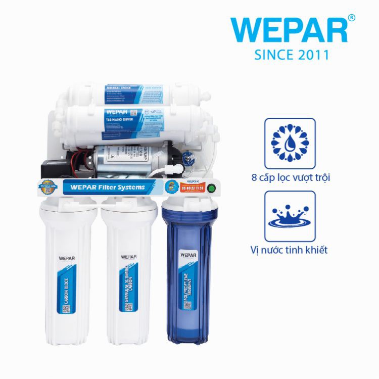 Máy lọc nước RO 8 cấp WEPAR tiêu chuẩn – Không tủ