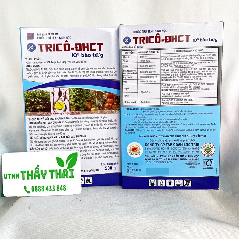 [Chính hãng] TRICÔ ĐHCT (hộp 500gr) - Lộc trơi  Chế phẩm trừ bệnh vi sinh Trichoderma ĐHCT-