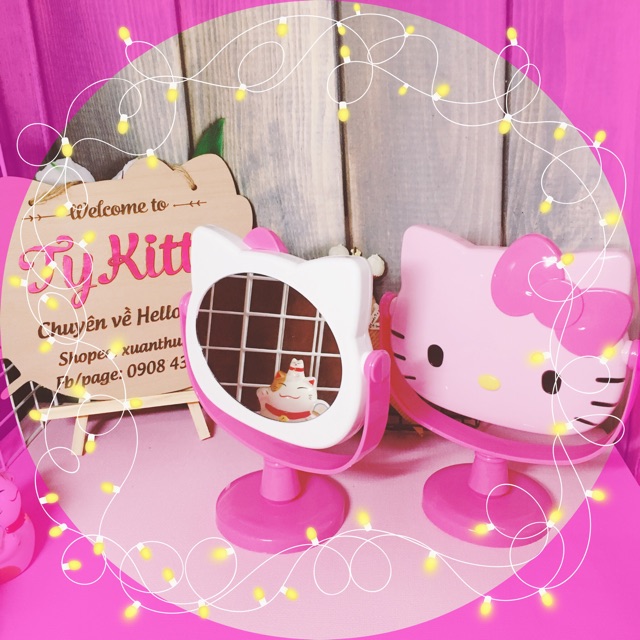 Gương bàn đầu mèo Hello Kitty