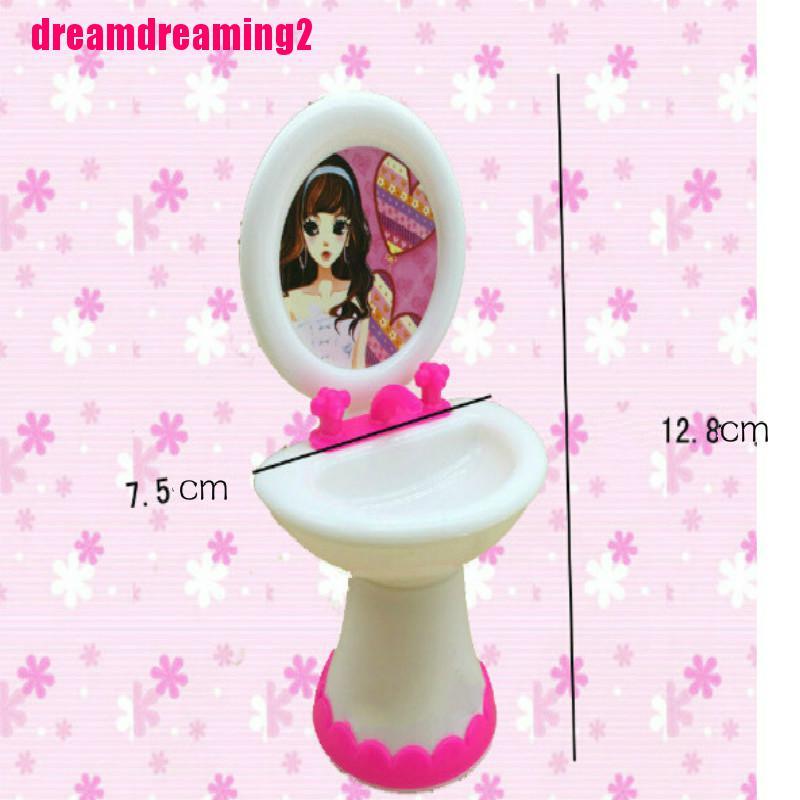 1 Mô Hình Bồn Cầu + 1 Khuôn Mặt Bằng Nhựa Dùng Trang Trí Nhà Búp Bê