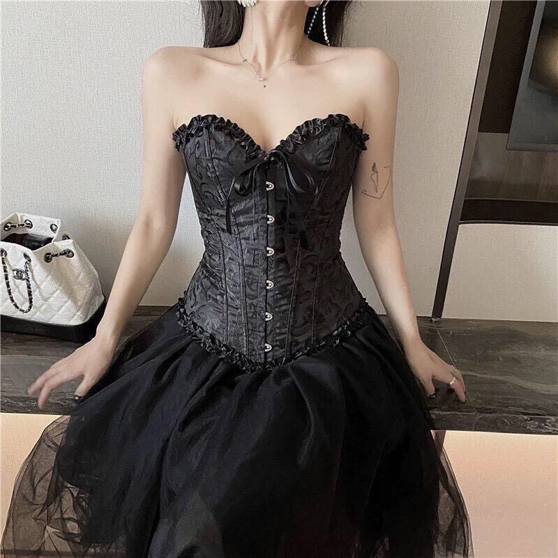 (𝐈𝐆 : 𝐂𝐢𝐜𝐢𝐥𝐢𝐚 𝐕𝐢𝐧𝐭𝐚𝐠𝐞) Áo corset siết eo phong cách cổ điển retro ( ảnh thật - feedback )