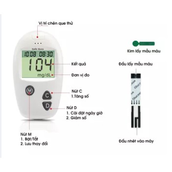 Máy Đo Đường Huyết Sinocare Của Đức Loại 50 Que - 50 Kim  Bảo Hành Trọn Đời Chính Hãng.