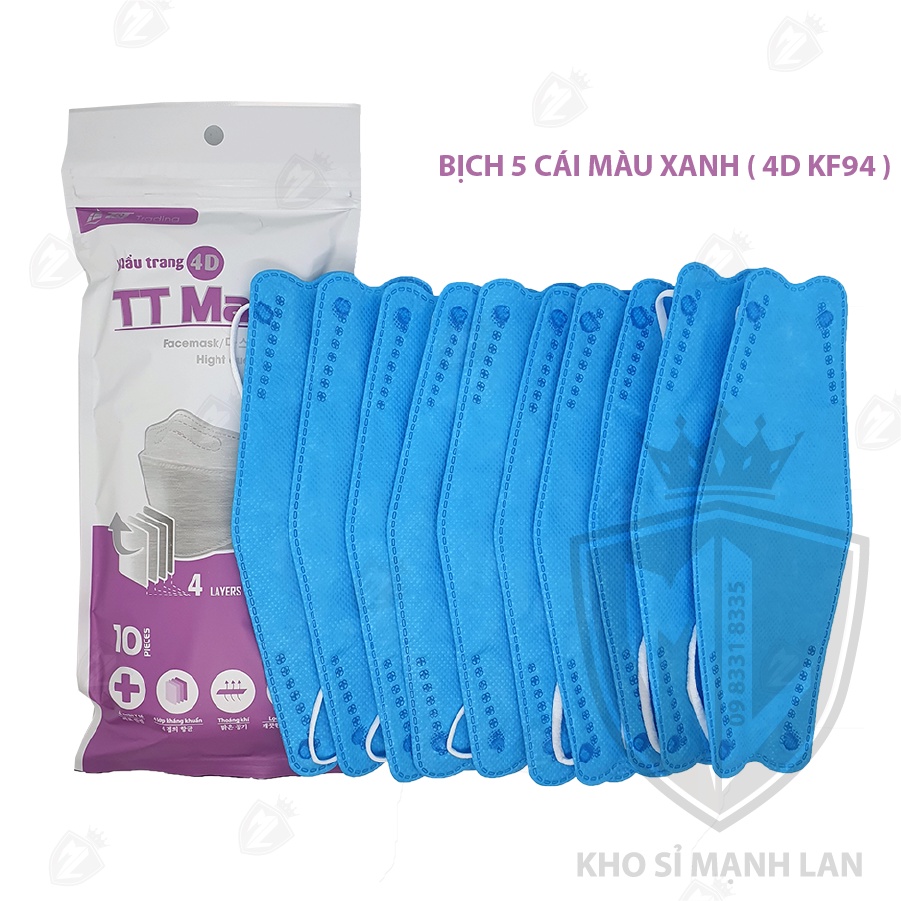 [Combo 10Gói][100Cái] Khẩu Trang 4D MASK KF94 Công Nghệ Dập Hàng Quốc - Hàng Chính Hãng Công Ty THNN Trịnh TRUNG ( T&T)