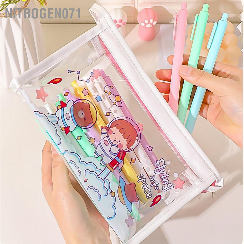 Nitrogen071 Cute Clear Cosmetic Bag Smoother Zipper Large Capacity Multifunctional Portable Travel Storage for Outdoor Business Trip