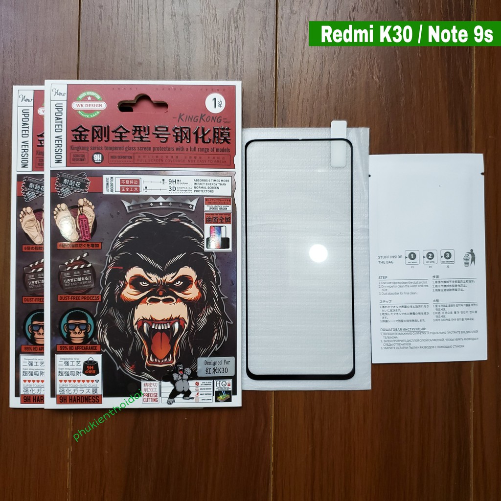 Kính cường lực Redmi K30 / K30 5G / Note 9s dùng chung hiệu Kingkong Full màn