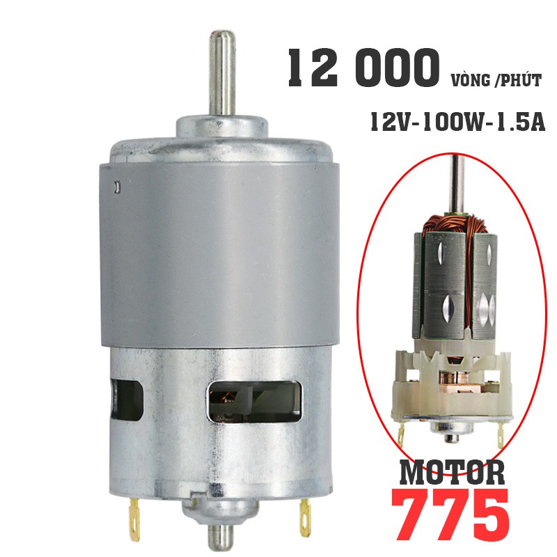 Motor 775 12v tốc độ 12000 vòng - HÀNG MỚI TEST TRƯỚC KHI GIAO - động cơ 775 siêu bền cho dân diy chuyên nghiệp