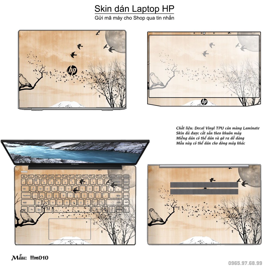 Skin dán Laptop HP in hình Tranh thủy mặc (inbox mã máy cho Shop)