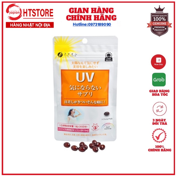 Viên uống chống nắng UV Crare Plus Fine Japan Nhật Bản 30 viên - Kháng tia UV - Chống lão hoá - Chống cháy nắng hiệu quả