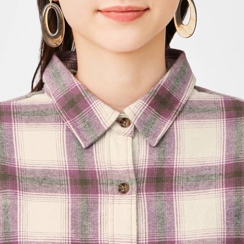 Áo sơ mi nữ kẻ caro dòng Flannel thời trang của GU - Nhật | BigBuy360 - bigbuy360.vn
