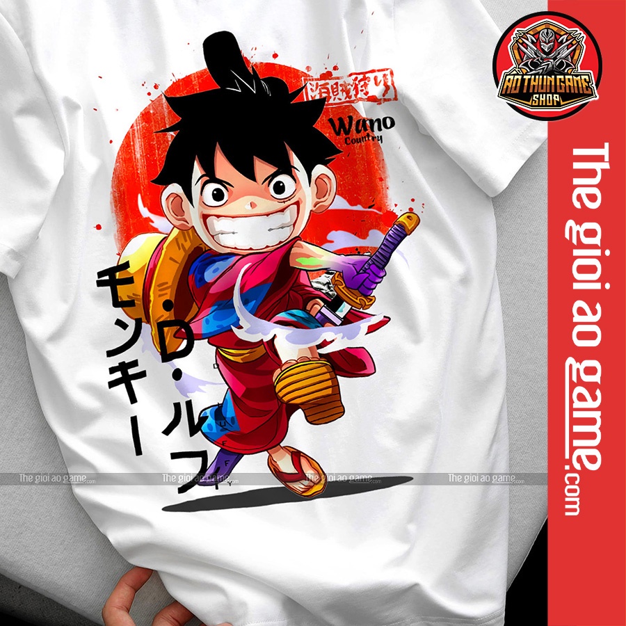 Áo Luffy Wano T14 mẫu mới cực đẹp / Áo thun One Piece Luffy mũ rơm có size bé cho trẻ em 25-90kg | AoThunGameVn