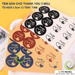 TEM DÁN STICKER CHỮ THANK YOU 3 MÀU NHÃN DÁN TRANG TRÍ HỘP QUÀ BAO BÌ BÁNH KẸO TD-0029