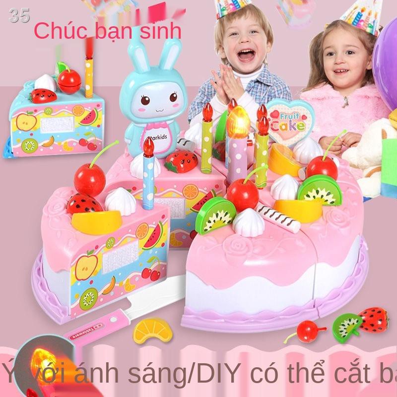 BTrẻ em Quà tặng sinh nhật bánh đồ chơi đàn ông và phụ nữ bé nhà bếp cắt trái cây âm nhạc Tự làm nấu ăn