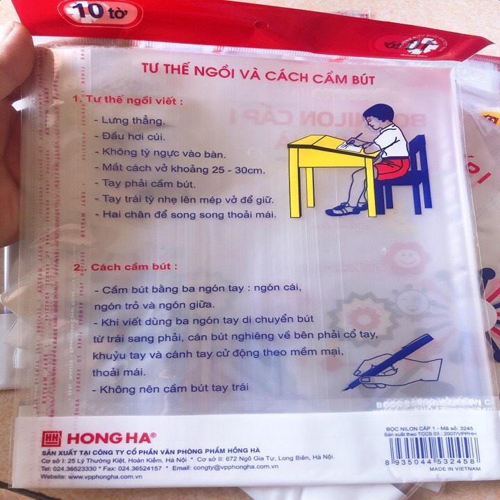 Bọc Vở ô Ly Hồng Hà - cấp 1 Tập 10 Tờ