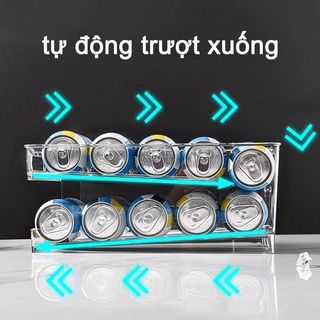 Khay dạng trượt đựng lon nước ngọt bia tự động tiện lợi cho tủ lạnh