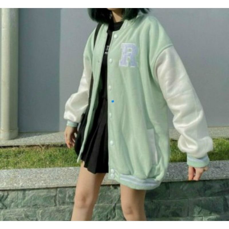 Áo bomber nỉ dày chữ R