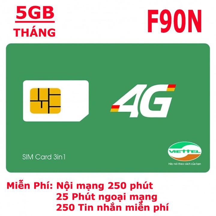 Sim Viettel Gói Cước Siêu Rẻ , Gói F90 Tặng Ngay 10K Trong Tài Khoản ( Sim Chuyên Dùng Data )