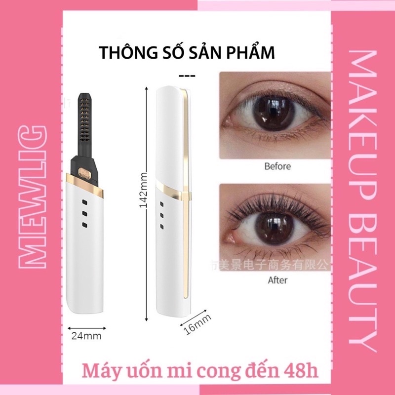 Máy uốn mi nhiệt Mewlig siêu cong giữ niếp mi trong 24h , máy sạc pin bỏ túi tiện lợi có tặng sạc