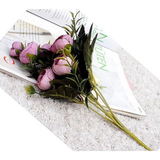 🌺Hoa Trà Lụa Gấm Vân 30cm🌺 - Cành hoa giả