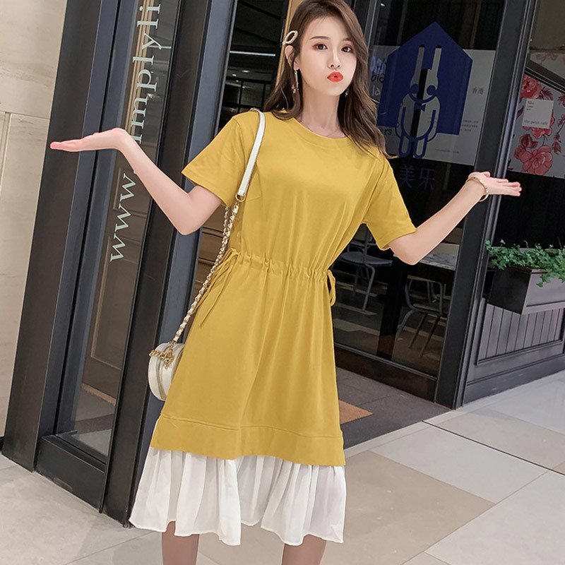 Đầm tay ngắn phối ren hoa thiết kế dáng chữ A nữ tính