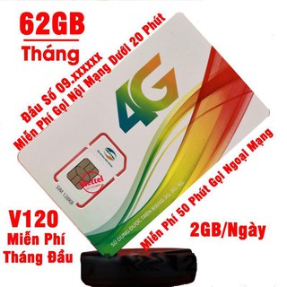 [CÓ THÁNG ĐẦU] Sim V120 Viettel Tặng 60Gb/Tháng Gọi Miễn Phí Nội Mạng + 50 Phút Ngoại Mạng - Duy Trì 120k/Tháng