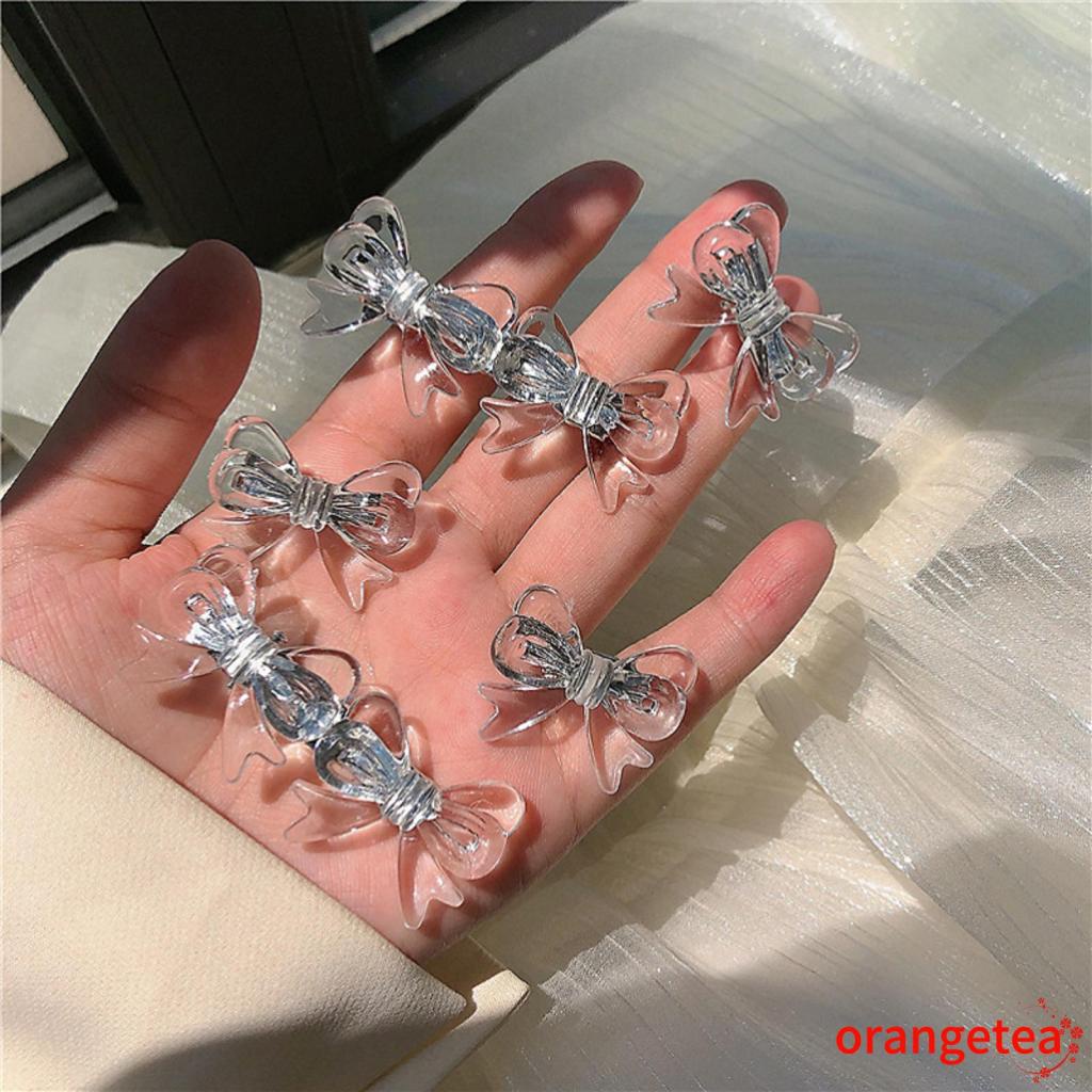 Set 1 hoặc 2 kẹp tóc nơ bằng nhựa trong suốt dễ thương cho nữ