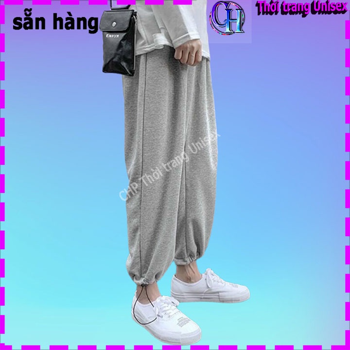 Quần Thun Nỉ GOURD Unisex Jogger dáng thụng dây rút ống rộng màu ĐEN | XÁM Ulzzang nam nữ SIÊU HOT