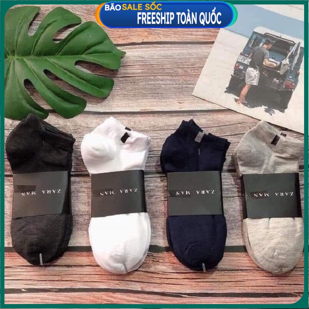 Tất Nam Nữ Zara Cổ Ngắn Thời Trang Cao Cấp Mầu Basic Chất Cotton 100% Co Giãn Thấm Hút Tốt Hàng Nhập Khẩu Chính Hãng GC3