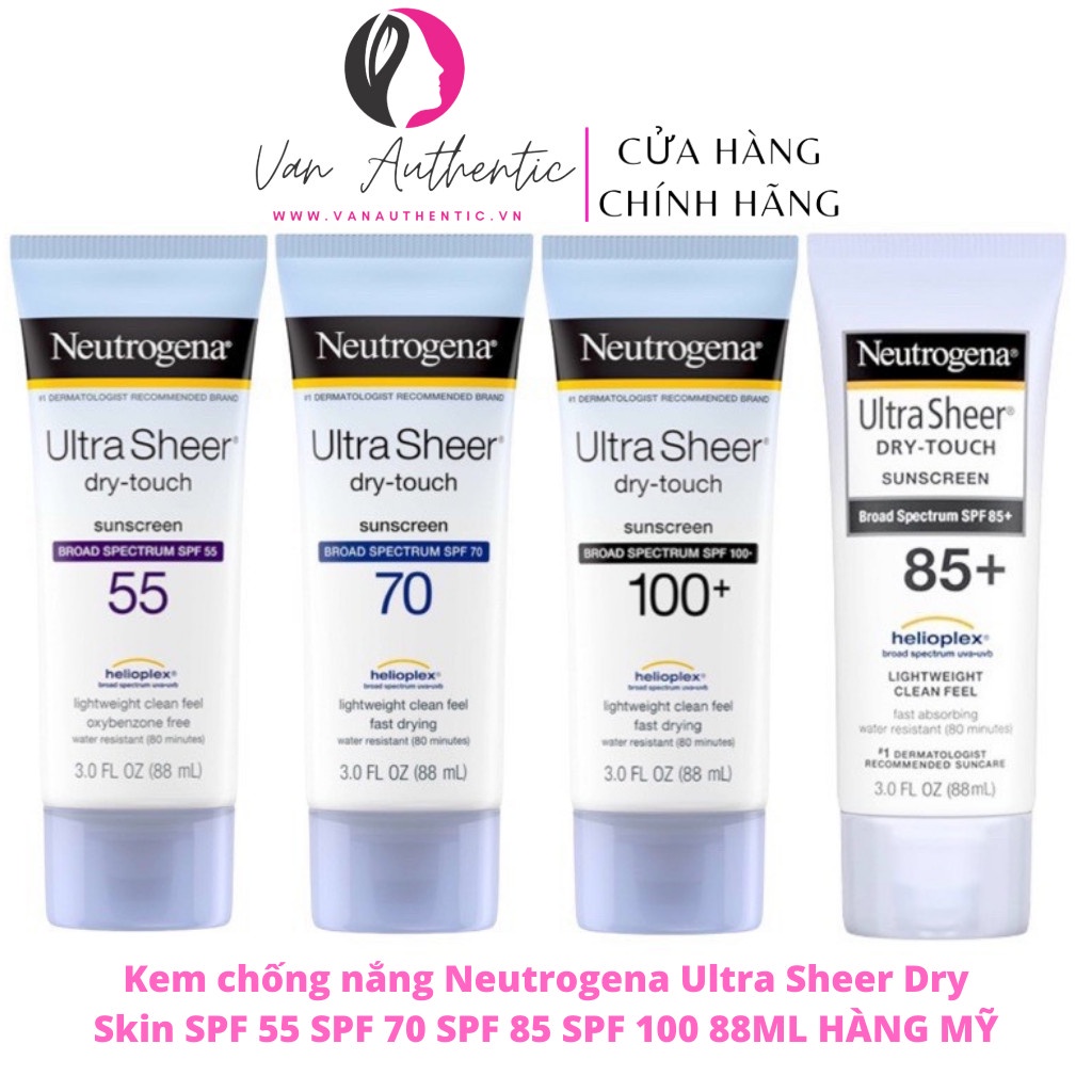 Kem chống nắng Neutrogena Ultra Sheer Dry Skin SPF 55 SPF 70 SPF 85 SPF 100 88ML