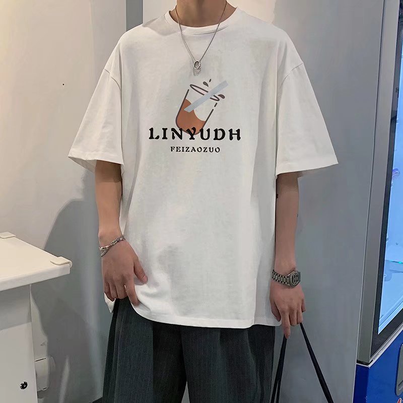 Áo thun tay ngắn oversize in chữ LINYUDH thời trang cho nam và nữ size M-5XL