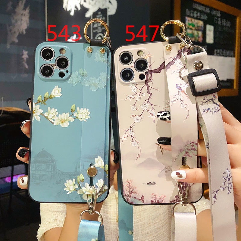 Ốp điện thoại TPU mềm có dây đeo cho iPhone 13 12 Mini 11 Pro Max 7 8 Plus X XS Max XR SE