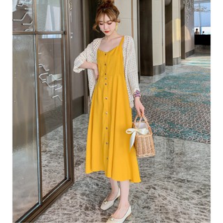 Set đầm maxi + áo khoác len, đi chơi, đầm bầu, sau sinh, cho con bú