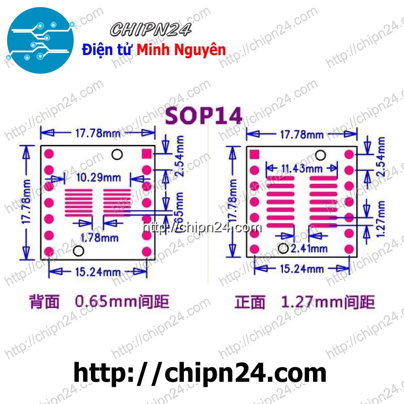 [2 CÁI] Đế chuyển SOP14 SSOP14 TSSOP14 sang DIP14 (PCB chuyển, Mạch chuyển)