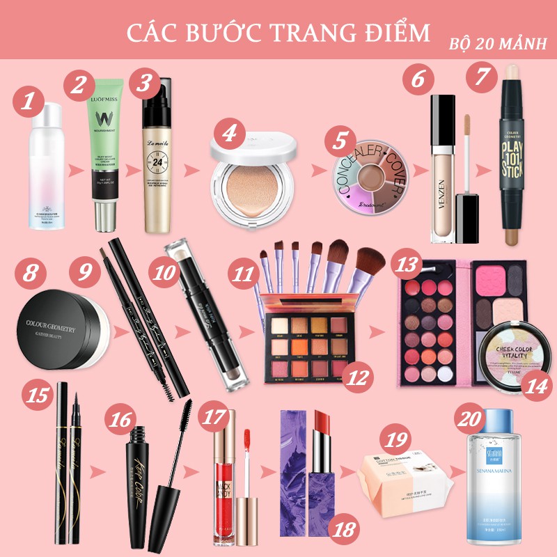 20 pcs Bộ mỹ phẩm trang điểm hoàn chỉnh set -URB-BQYT15+5 | BigBuy360 - bigbuy360.vn