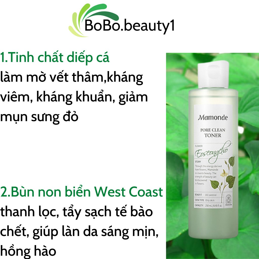 Toner diếp cá MAMONDE Hàn Quốc trắng da giảm mụn làm sạch sâu loại bỏ bã nhờn da mềm mịn