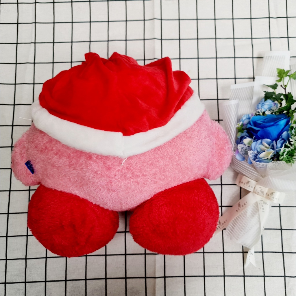 Gấu bông PKM Kirby đội mũ giáng sinh noel lông xù 40cm