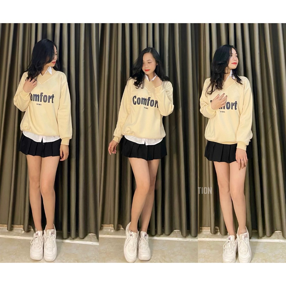 Áo hoodie chữ COMFORR ( Paris) nỉ bông, cổ tym có mũ dài tay phong cách
