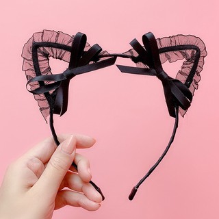 Băng đô tai mèo ren đen Lolita phong cách Gothic – Cài tóc cosplay, chụp ảnh cực xinh-N'Lee House