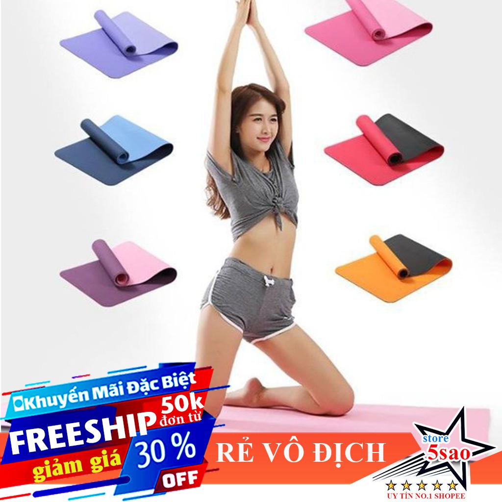 Thảm Tập Yoga TPE cao cấp ❤️ FREESHIP ❤️ Êm Ái Siêu Bám Chống Trượt Tốt