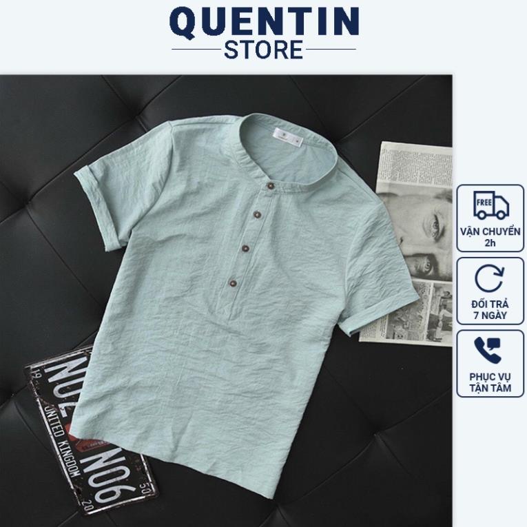 Áo sơ mi đũi nam cổ tàu cộc tay kiểu Hàn Quốc Quentin AD63 !