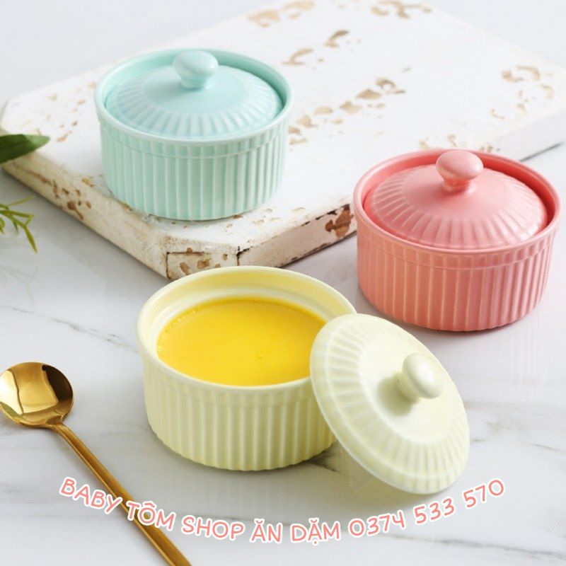 Bát ăn dặm gốm sứ Ramenkin có nắp 120ml NPP Baby Tôm