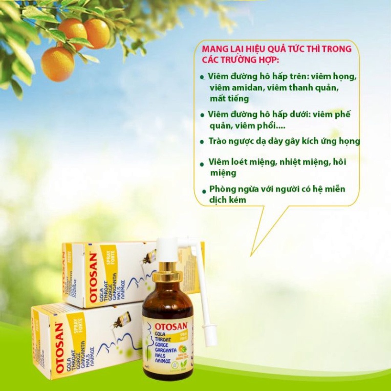[ Chính Hãng] Xịt họng OTOSAN Throat Spray Forte - hỗ trợ giảm ho, dịu họng- 30ml - nhập khẩu Italy